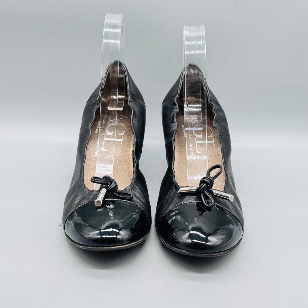 AGL Attilio Giusti Leombruni Shoes Women 9 Black Leather Cap Toe Heel Dress Pump - Picture 3 of 13